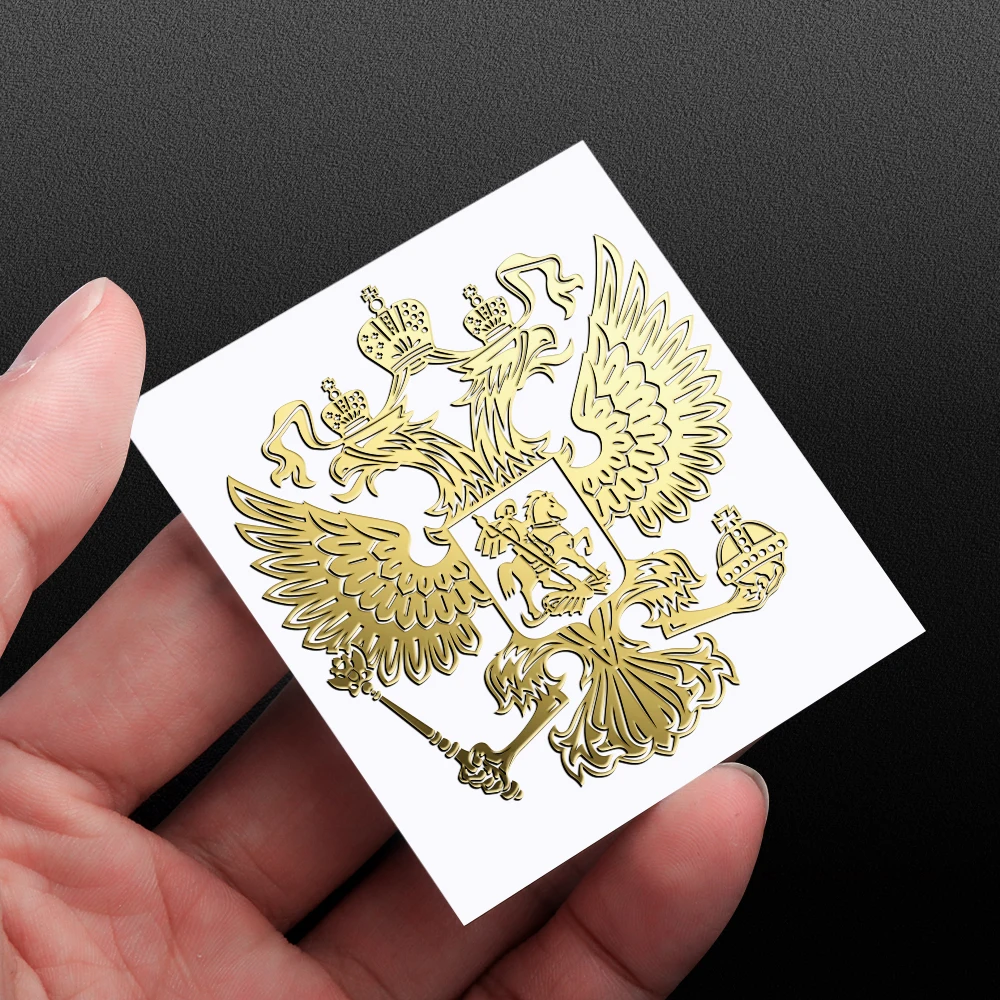 1pc Russian Coat of Arms Sticker Nickel Metal Car Stickers Decals Russian Federation Eagle Emblem for Car Styling Phone Decal