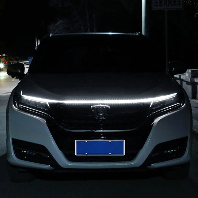 New Car DIY LED Hood Lights Strip Flexible Engine Cover Decoration Atmosphere Lamp Modified Daytime Running Light 12V 18W