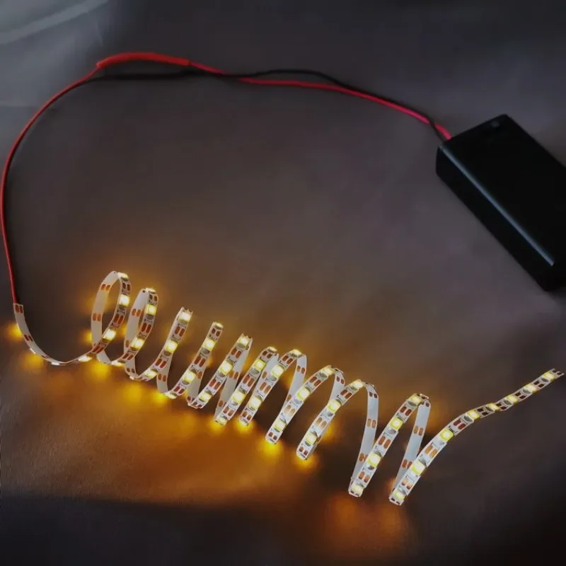Width 3mm soft light strip narrow LED patch 3V volt arbitrary cut single light strip model sand table  building warm light fire