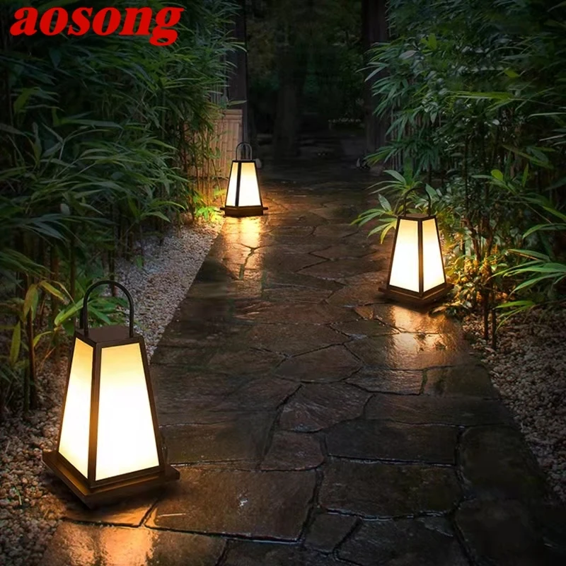 

AOSONG Outdoor Modern Solar Lawn Lamp LED Portable Lighting Waterproof IP65 Decorative for Garden Free Shipping