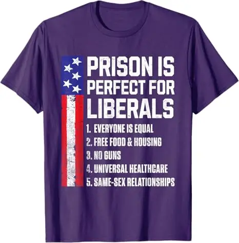 T-Shirt „Prison Is Perfect for Liberals“ Y2k US Amerikanische Flagge Witz Sarkastischer Spruch Neuheit Geschenk Herrenmode Streetwear Oberteile – Detail 12