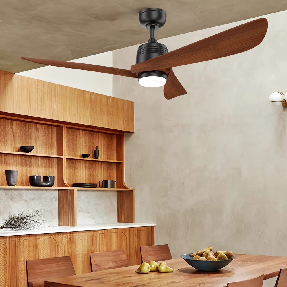 360-Degree rotating ceiling fan 52-inch wooden ceiling fan, smart dimmer switch ceiling fan with light and remote control