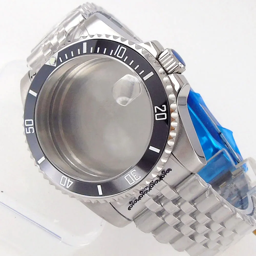 Imagem -02 - Sapphire Glass Ver Case Pulseira Jubileu Slide Buckle Dive Case Nh35 Nh36 Nh34 Eta 2824 Pt5000 Miyota 40 mm 20atm