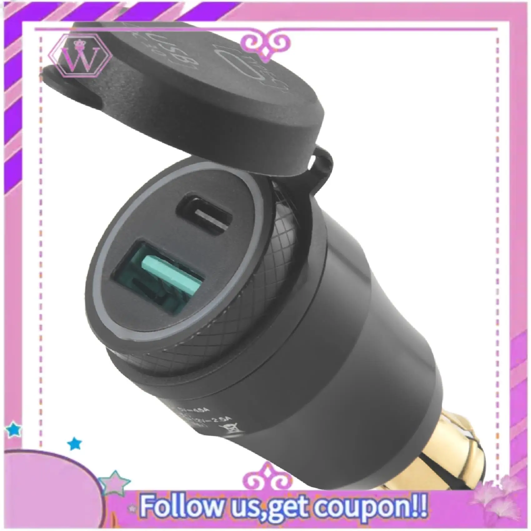 

Latest Motorcycle Waterproof Fast Charger With Usb Type-C Port 12V/24V Qc3.0 Power Adapter Hella Din Plug Socket For Bmw Ducati