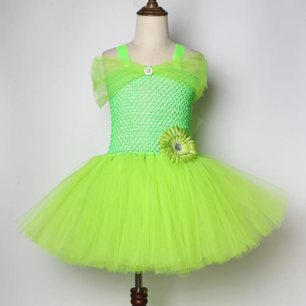 New Halloween Carnival Party Dress Up  Green Woodland Gown Tulle Princess Tutu Dress Evening Festive Sweet Stretch Layered Skirt