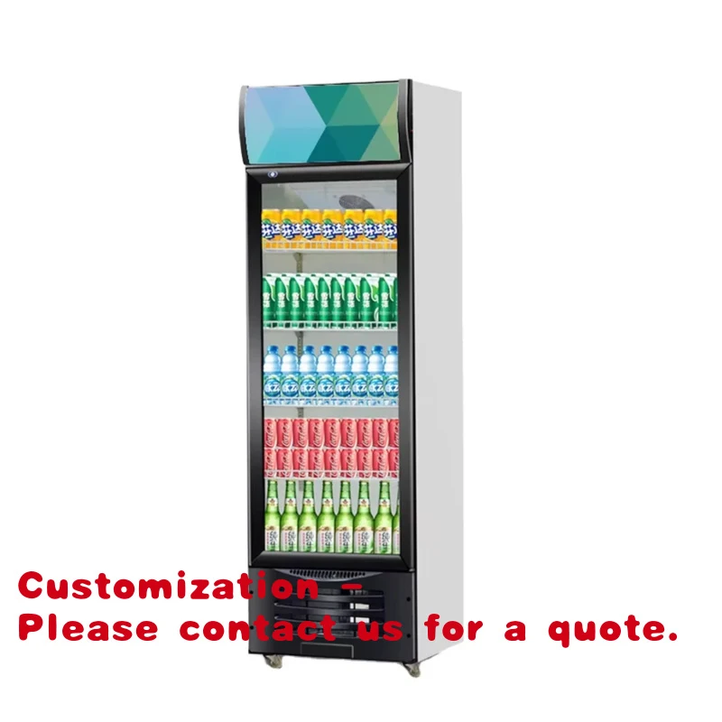 

Customize.Upright Supermarket Freezer With Single Glass Energy Drink Cooler Showcase Chiller Refrigeration Equipment
