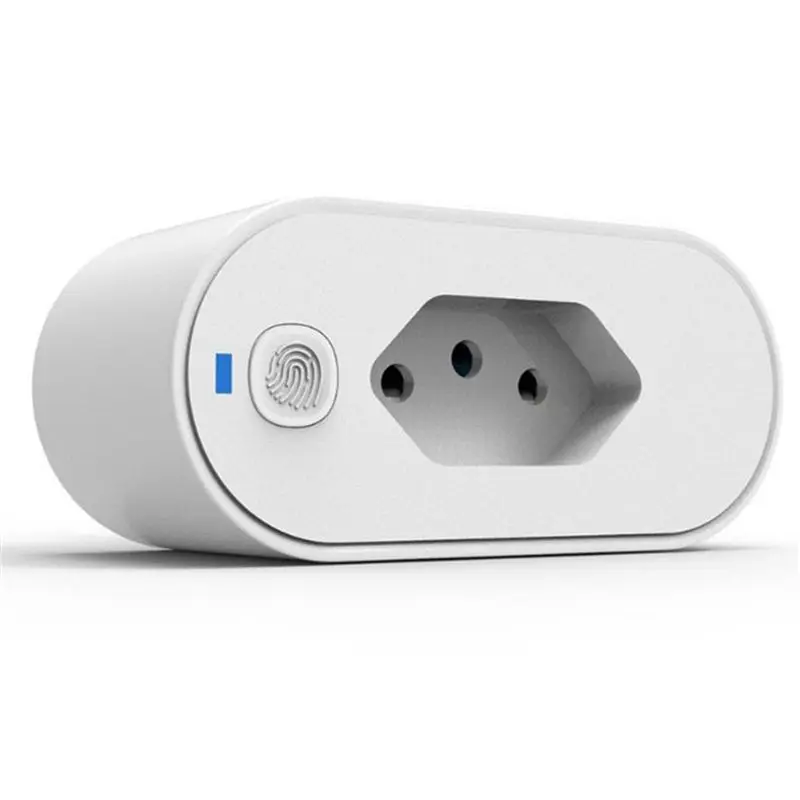 HLZS-Tuya Smart WIFI 2.4GHZ 16A Brazil Plug Adapter, Socket With Power Monitor, Voice Control Outlet For Google Home Alexa