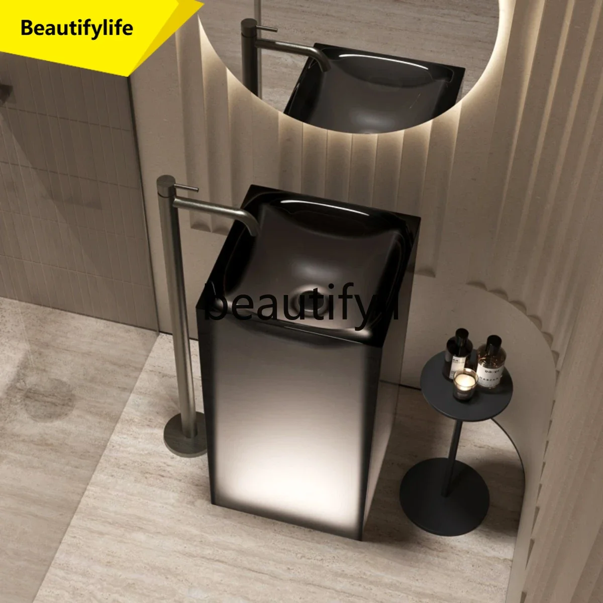 

cn0420 Integrated floor-to-ceiling wash basin Color transparent resin column basin