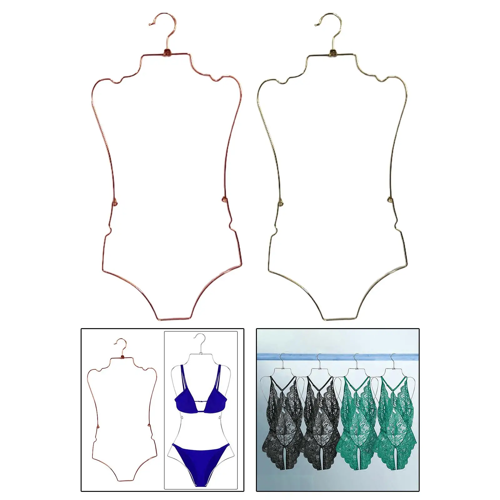 2 PACK Swimsuit Hanger Lingerie Hanging Rack Top Swivel Hook Foldable Design Bathing Suit Bikini Display Swimwear Storage Closet