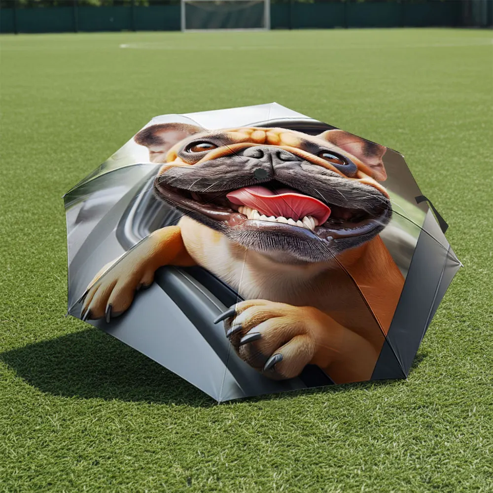 1P C Dog-Themed Umbrella Brings Fun to Outdoor Spaces Print 8 Iron Ribs Folding Umbrella Auto-Open Fashion Sunshade