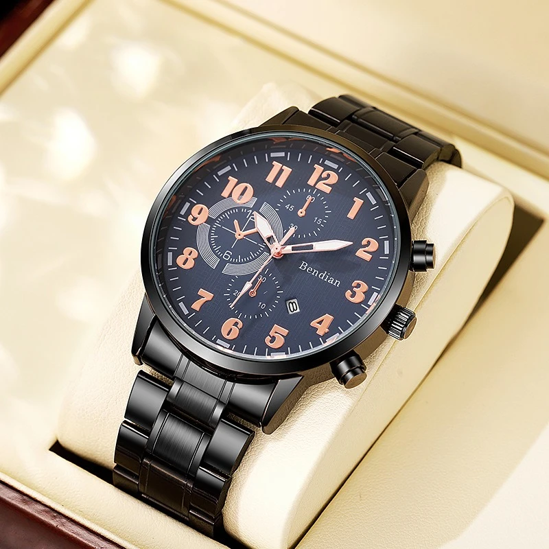 

Мужские деловые часы, модные мужские кварцевые часы со стальным ремешком, часы-календарь Relogio Masculino Reloj Hombre