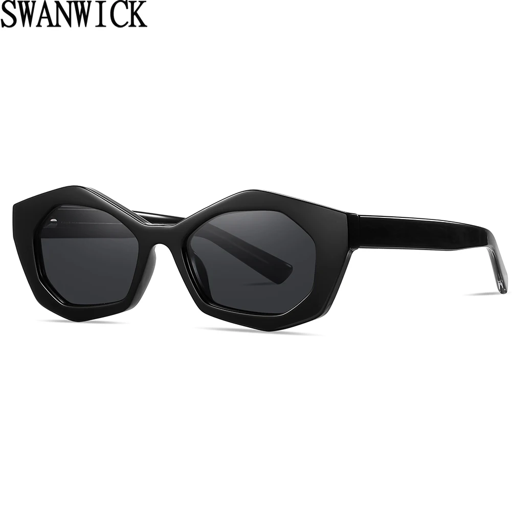 

Swanwick TR90 retro sunglasses for women acetate UV400 polarized sun glasses cat eye female gray brown polygon 2024 gift items