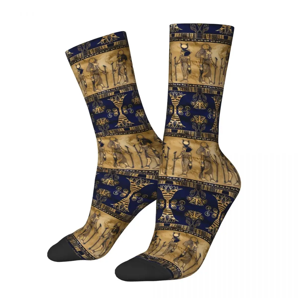 Vintage Egyptian Gods And Ornamental Border Men's Socks Unisex Novelty Seamless Printed Crazy Crew Sock Gift