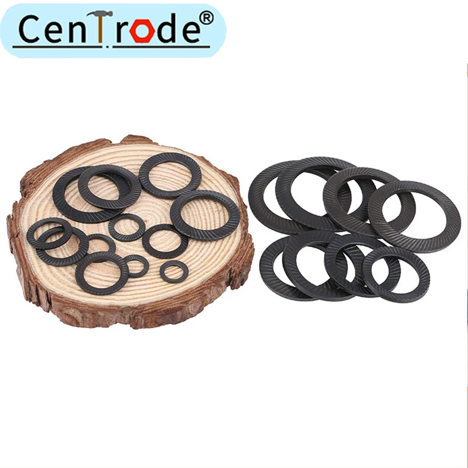 Cono preto de aço carbono dupla face anti solto travamento antiderrapante junta de arruela de dentes m4-m30