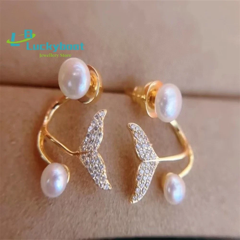 

Mermaid Double Bead Freshwater Pearl Stud Earrings Classic New Full Wear Design