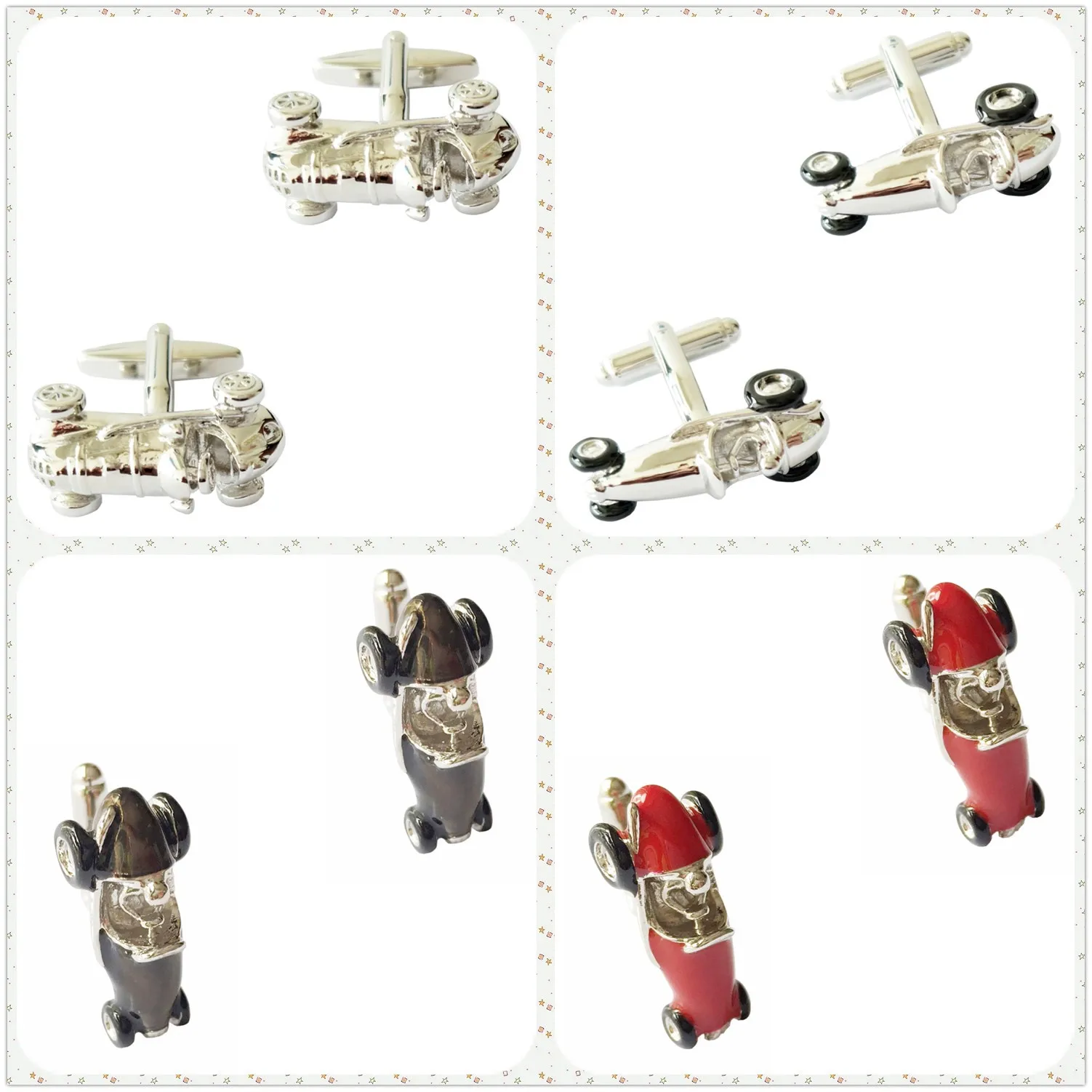 

4 Designs TZG Classical Racing Car Cufflink Men Cuff Link (2 Pairs / Lot)
