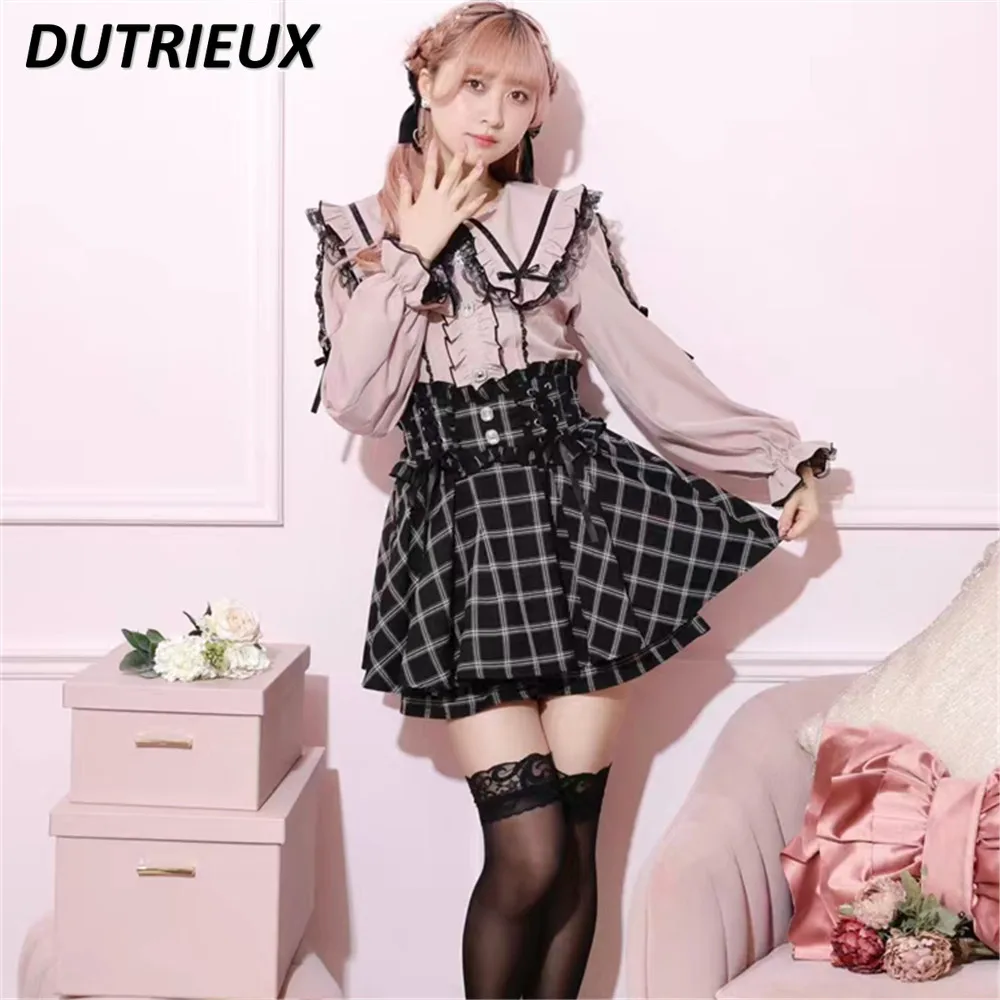 

New Product Sweet Lace Long Sleeved Top Fashion Spring Autumn Women's Shirts Cute Lolita Japanese Style Elegant Blouse Female