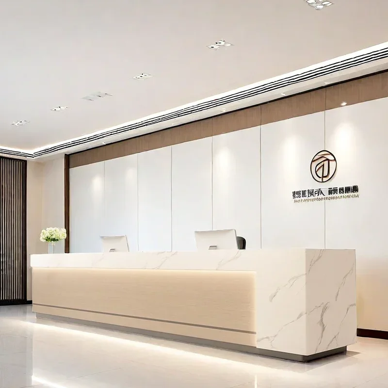 

Front Desk Reception Counter Executive Office Furniture Cafe Supermarket Table Long Luxury Receiption Minimalist Restaurant Spa