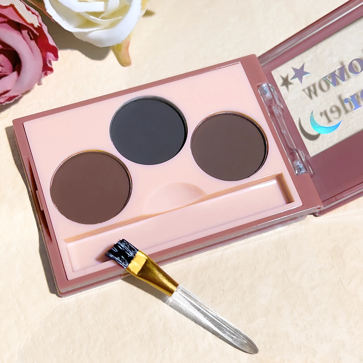 Three-color eyebrow pink women's waterproof and sweat-proof long-lasting three-color plate women's waterproof natural contouring