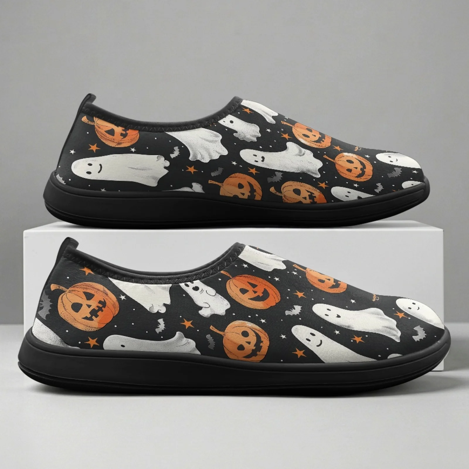 PENSTROLL Ghost Pumpkin Print Mens Walking Shoes Casual Sneakers for Wide Feet Humen Comfortable Athletic Shoes 2026 Trending
