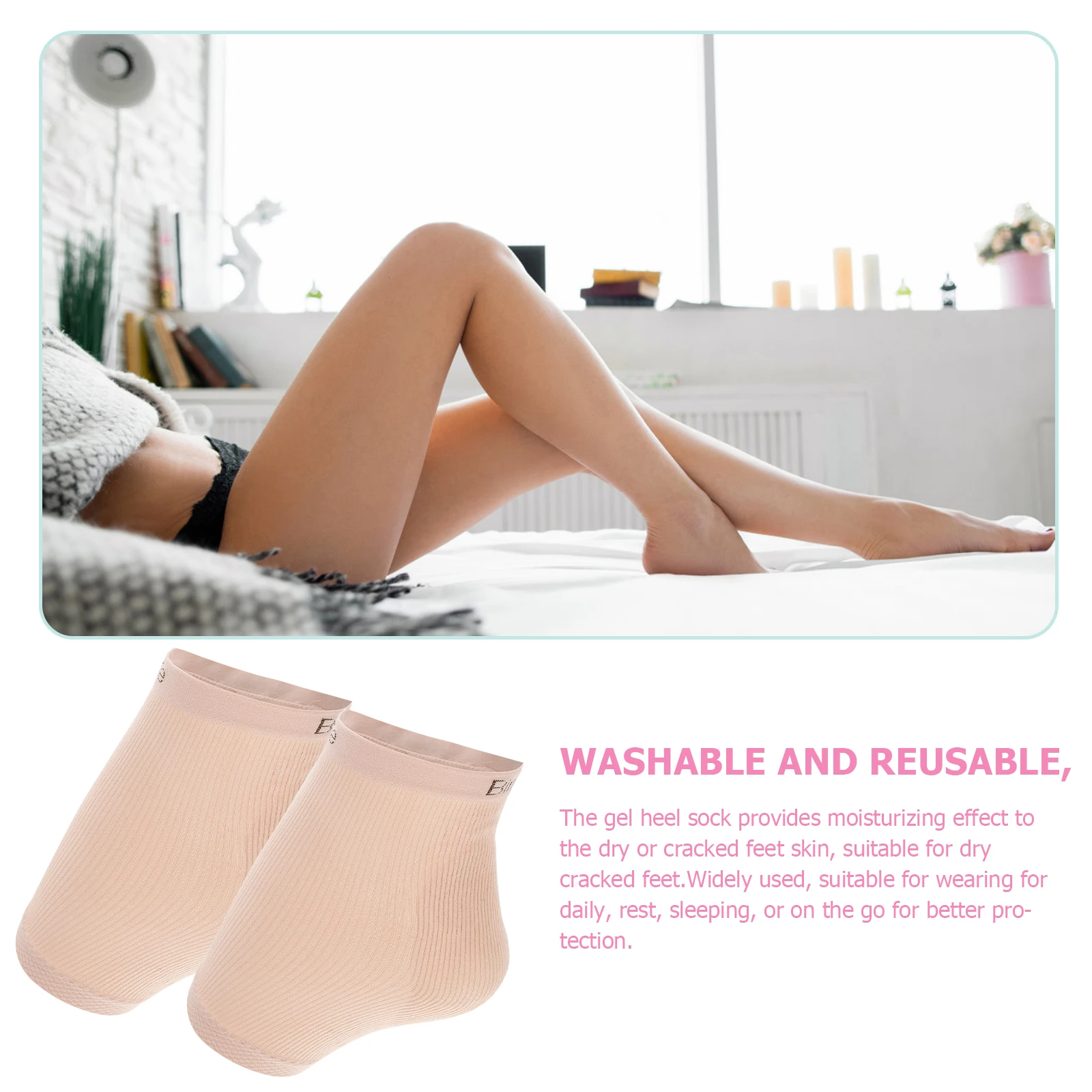 

1 Pair Anti-slip Heel Socks Gel Protectors Moisturizing Dry Cracked Feet Care Silicone Toeless Heel Repair Foot Tools Skin Color