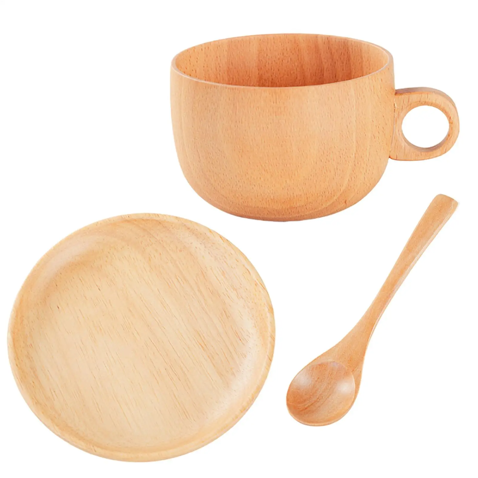 

Набор деревянных чашек для кофе эспрессо ручной работы, 290 мл, натуральная деревянная чашка для чая с тарелками и ложками для домашнего пикника, вечеринки
