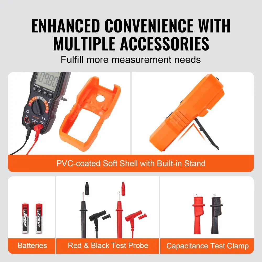 Imagem -06 - Vevor-multímetro Digital Tester com Sondas de Teste de Tensão Ncv Ohm Volt Amp Voltímetro