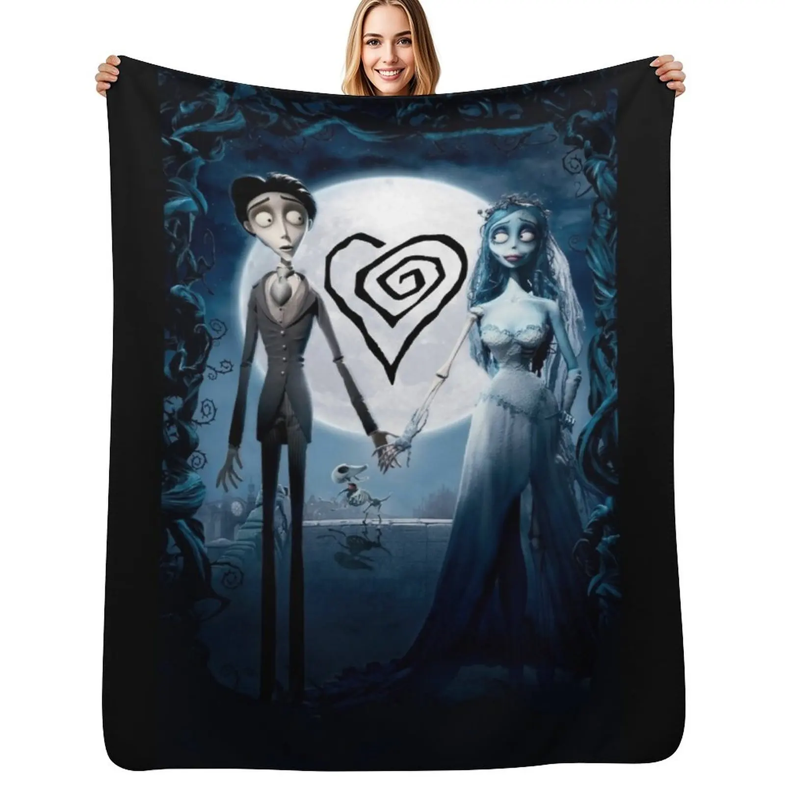 

Corpse wedding in gothic fantasy. Throw Blanket Luxury Designer manga decorative Bed Blankets
