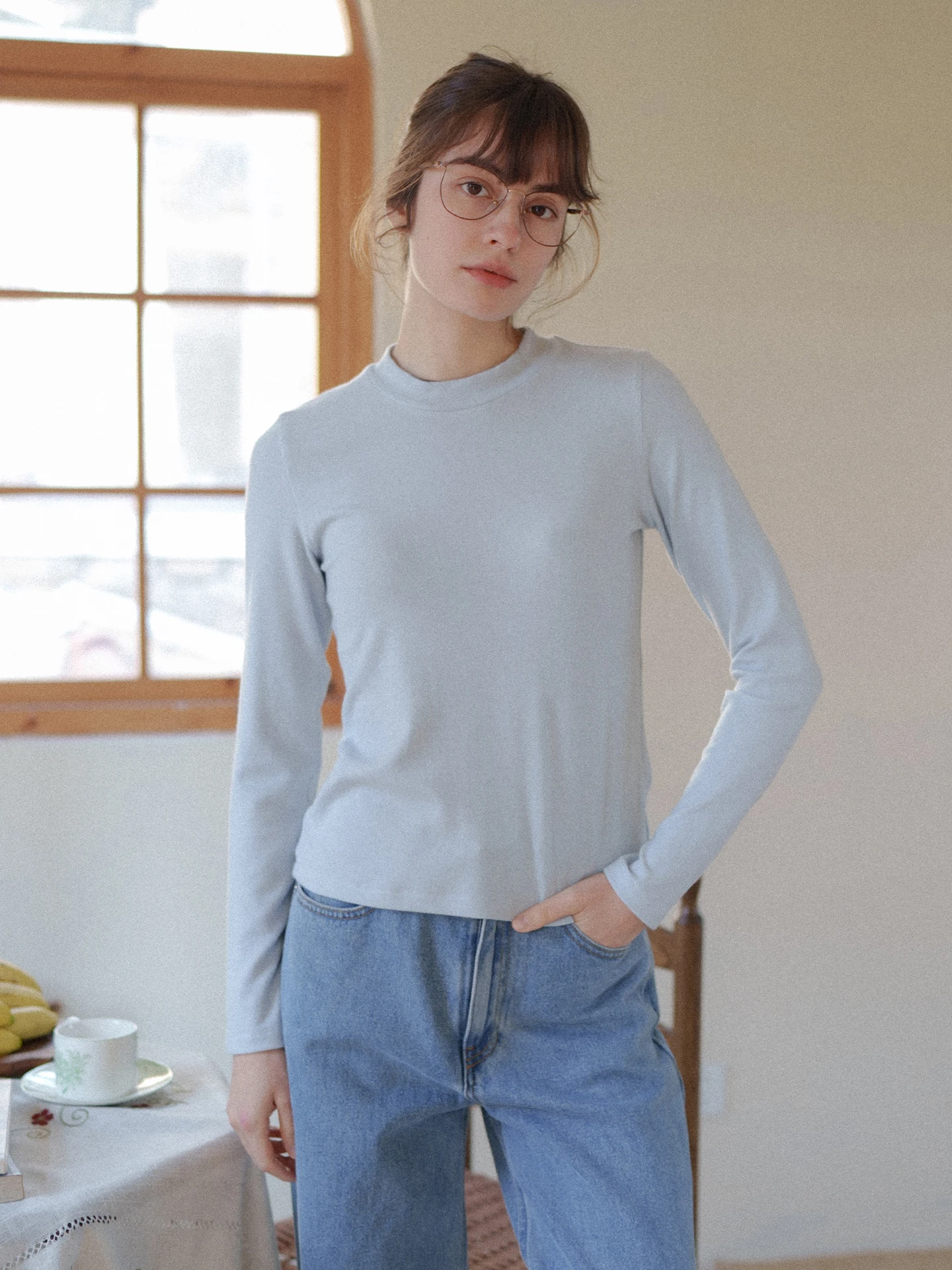 

Женский модный топ MarchNoon из утолщенного шелка и шерсти с длинным рукавом, приталенный, с маленьким воротником, базовый слой, повседневный стиль