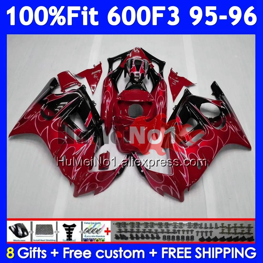 OEM Fairing +Tank For HONDA CBR 600F3 600 F3 CBR600F3 96 97 38No.273 CBR600 F3 FS CBR600FS 1996 Red flames 1997 Injection Body