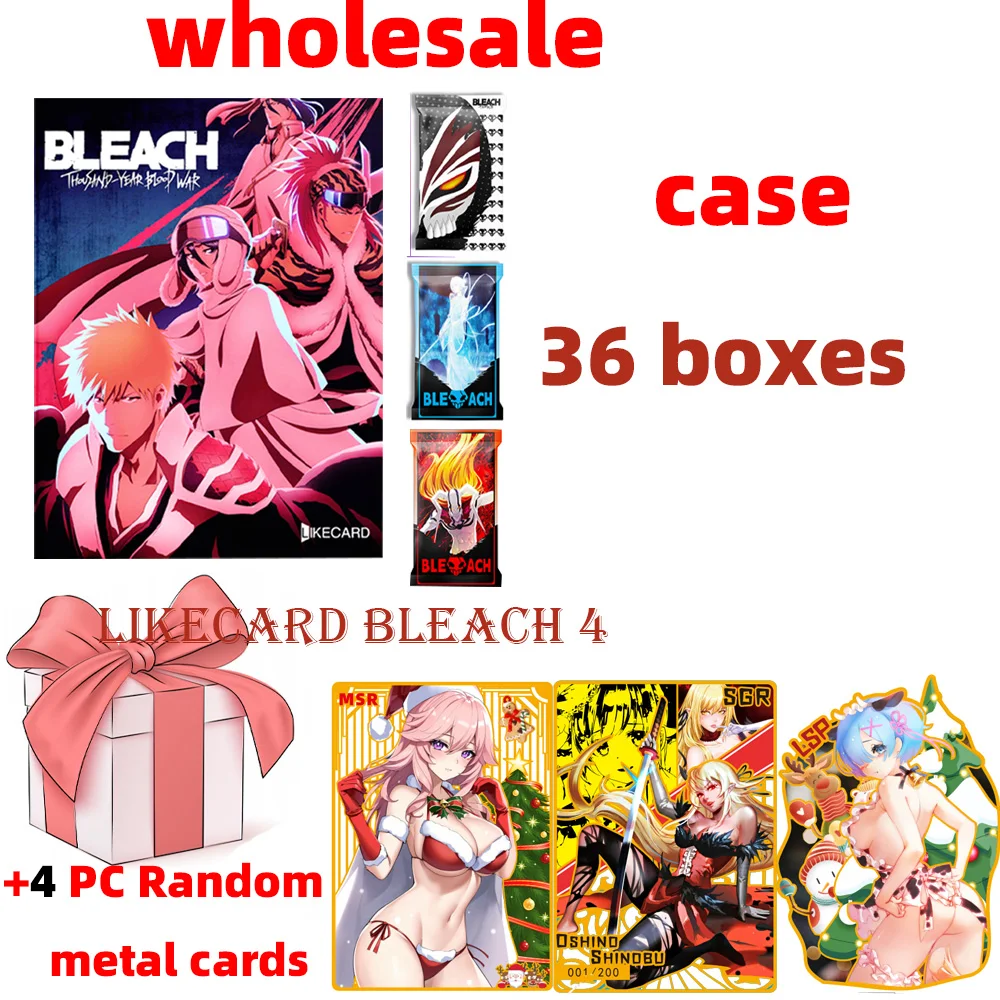 

Wholesale LIKE CARD Vol.4 BLEACH Cards Anime Figure Playing Booster Box Toys Mistery Box Board Games Birthday Gifts for Boys