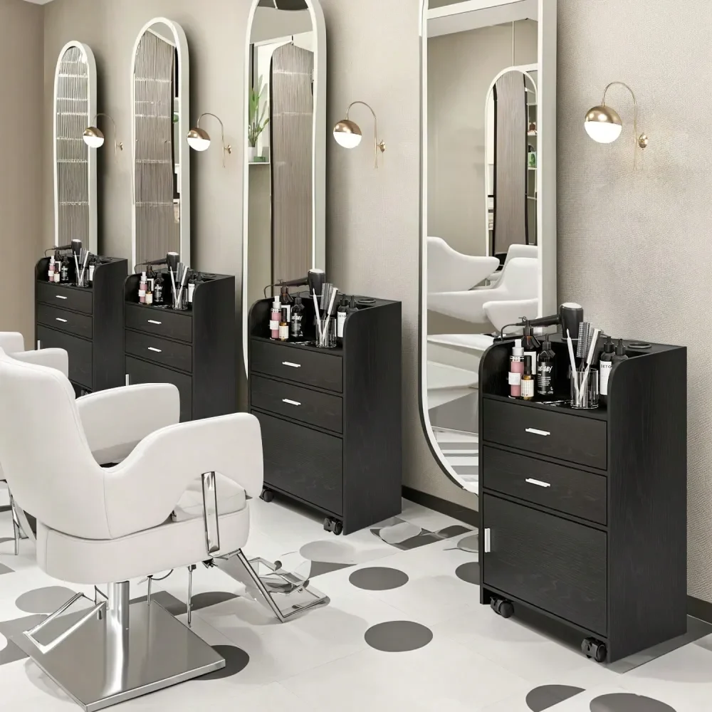 

Salon Trolley Cart With Wheels, Salon Station For Hair Stylist, Black Beauty Barber Station, , Hair Cart For Hair Stylist, For