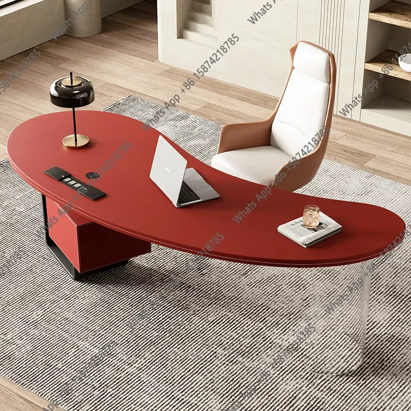 Saddle Leather Desk Light Luxury Modern Boss Table Designer Modern Simple High-end Sense Desk Computer X
