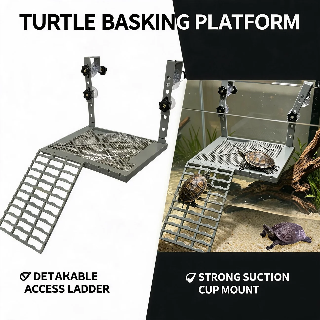 Turtle Basking Platform Hanging Turtle Dock Ramp Terrace Climbing Habitat Float Island for Fish Tank Aquarium Accessories
