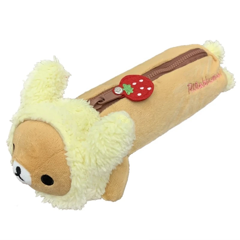 Rilakkuma Bunny Plush Pencil Cases for Girls Kids Anime Bear Strawberry Kawaii Cute School Pencil Pouch Pen Bag Organizers