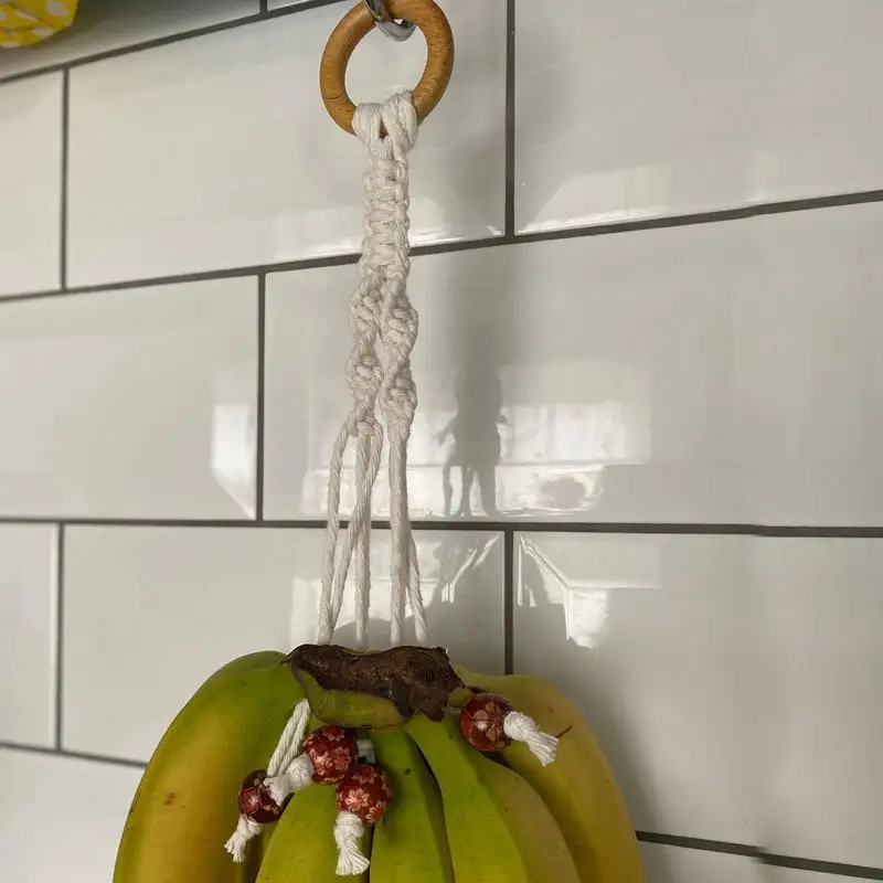 Banana Rope Hanger Stylish Hanging Banana Holder Stand Non-slip Banana Hanger Boho Home Decor Fruits Rack Kitchen Storage Stand