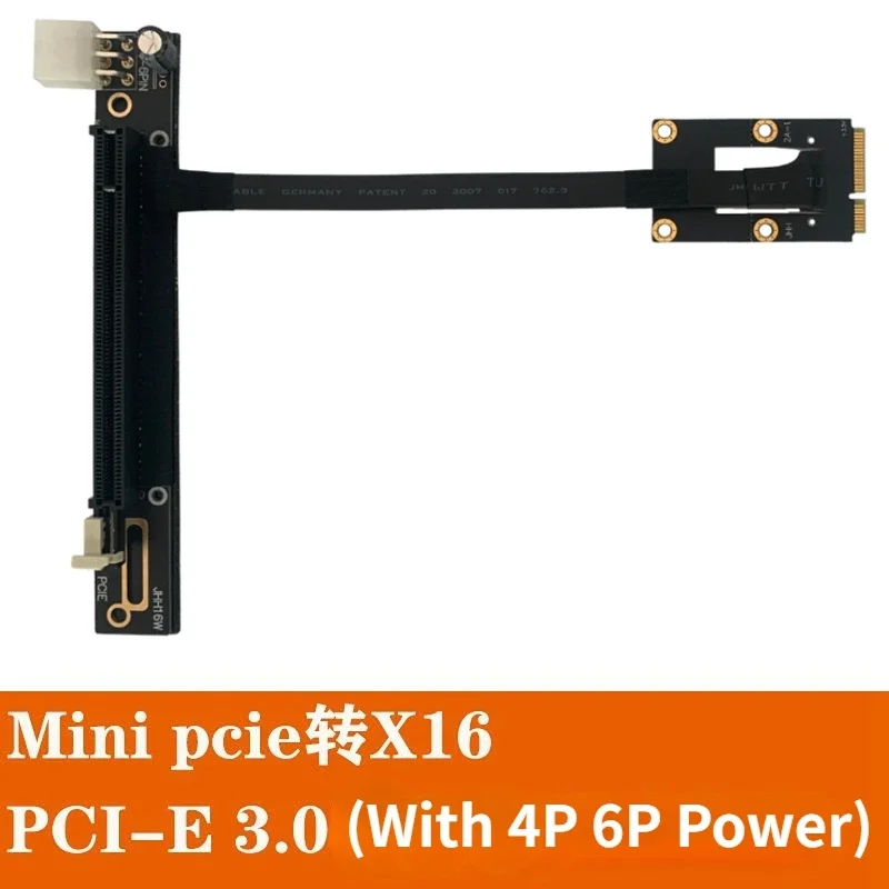 JHH-Link Mini PCIe To PCI-E 3.0 X16 Adapter Cable External Graphics Card mPCIe To 16x Riser Card Stable 4P 6P Power Mining Cable