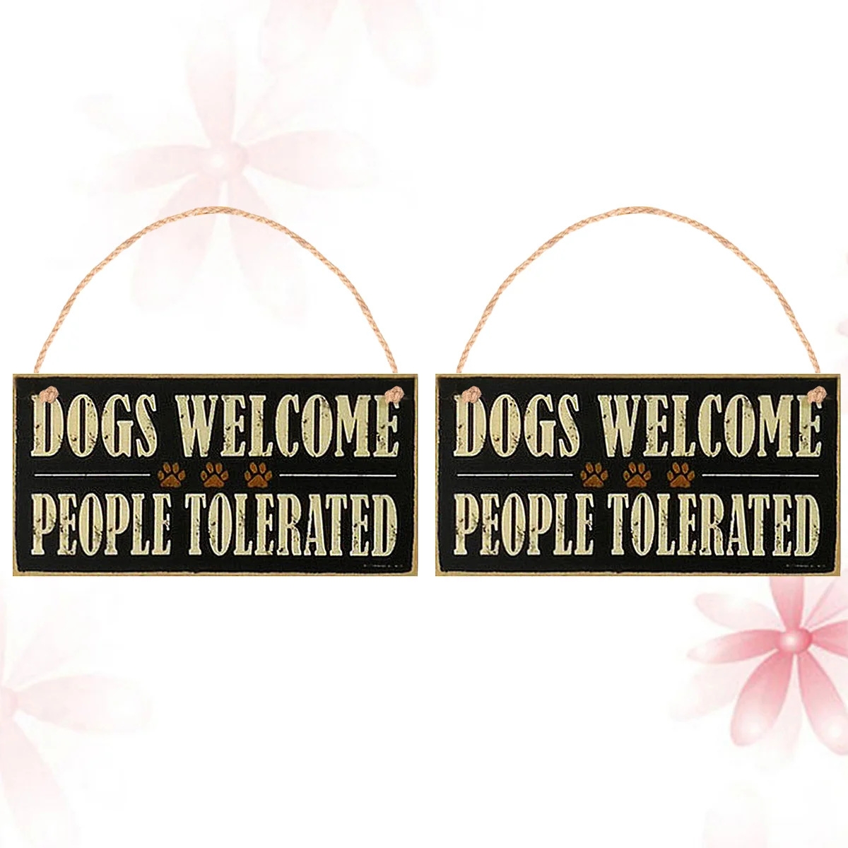 2 Pcs Welcome Hanging Sign Country Style Board Wooden Signboard Bamboo Door Plaque