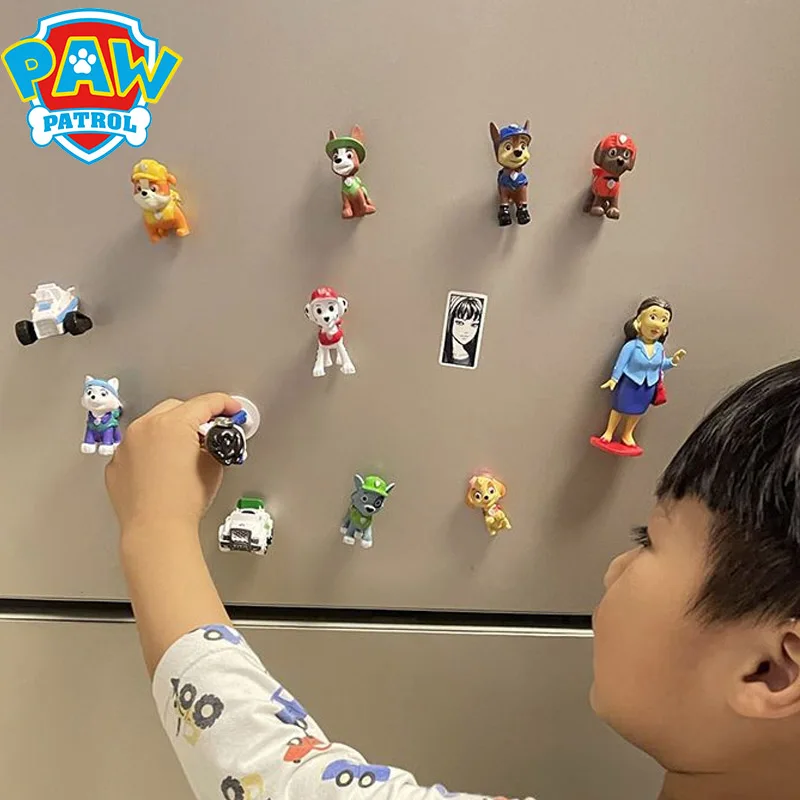 12PCS Paw Patrol 3D Cartoon Figurine Refrigerator Magnets Sticker Toy Kids Diy Whiteboard Gadget Home Decor Kitchen Accessories