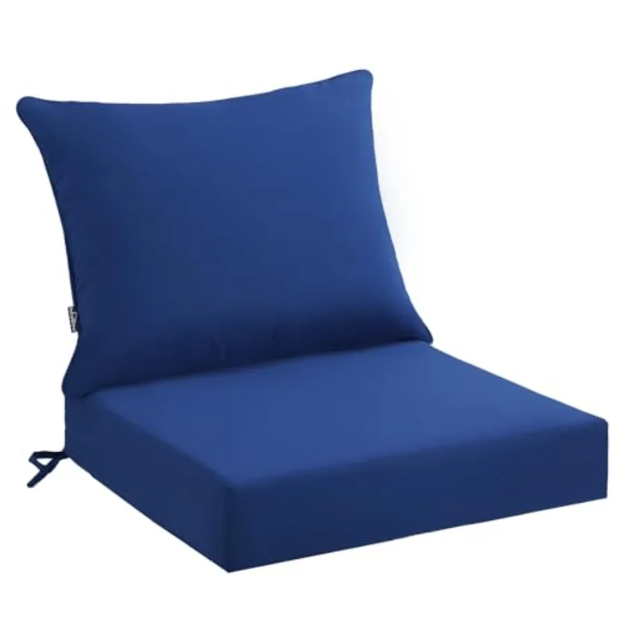

Outdoor Seat Cushion Set 4, Waterproof and Fade Resistant Patio Furniture Cushions with Removable Cover and Ties, Thick Deep Se