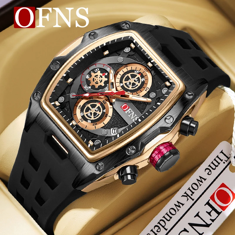 OFNS Luxury Business Quartz Men Watches Outdoor Sport Waterproof Luminous Watch Multifunctional Fashion Trend Timing Men Watches