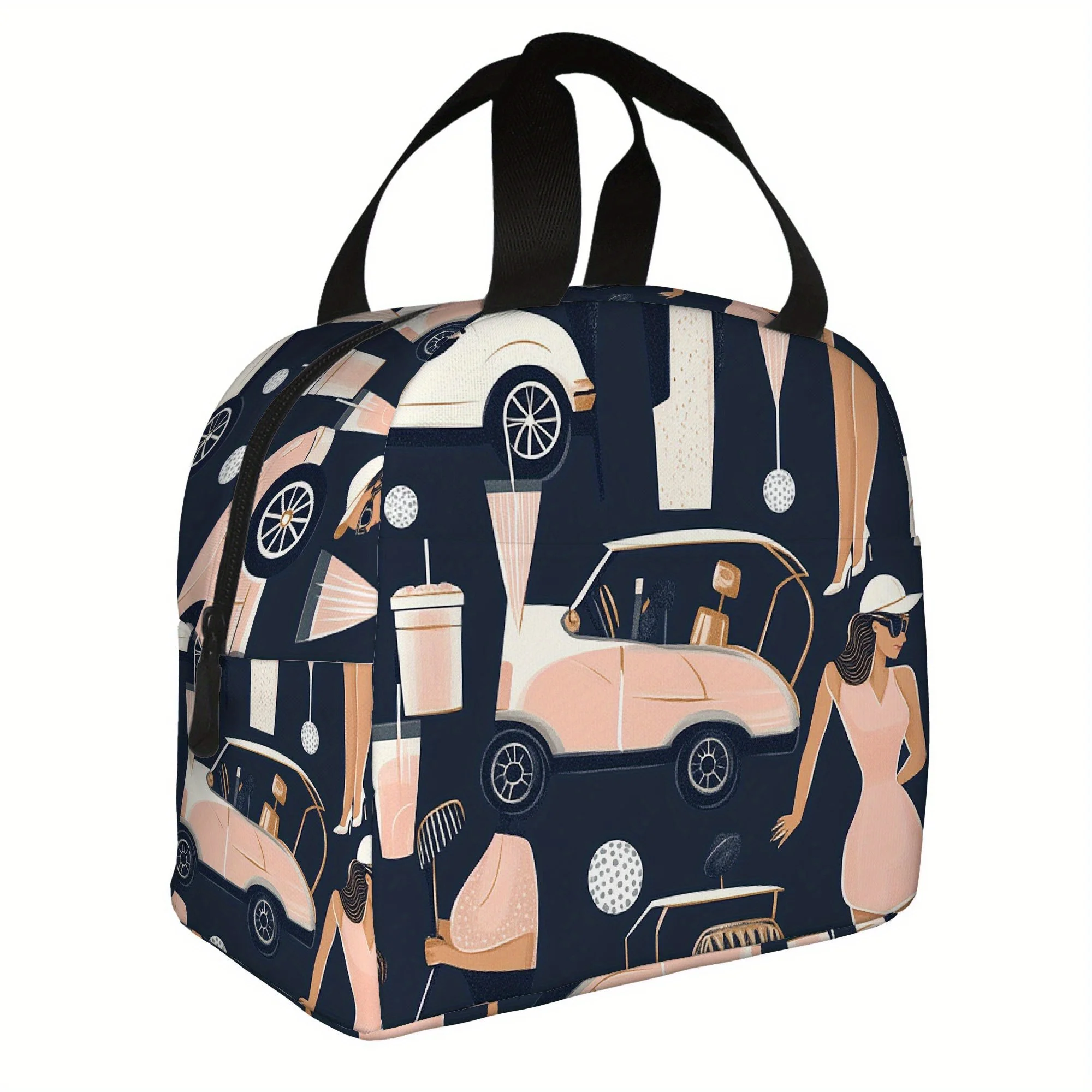 1pc Golf Bag Thermal Insulated Lunch Tote Non-Food Contact Vintage Golf Clubs Balls Female Caddie Design
