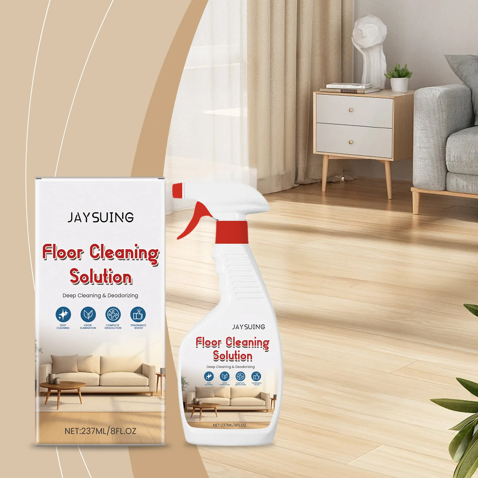 

Multi-Surface Floor Cleaner Liquid - for Tiles, Wood & Marble, Removes Stains & Adds Shine