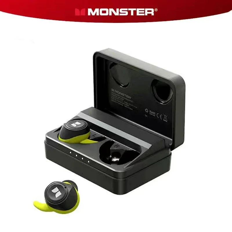 

Оригинальная Bluetooth-гарнитура Monster Champion TWS, спортивные музыкальные игровые наушники-вкладыши IPX8, водонепроницаемые наушники с длительным сроком службы батареи