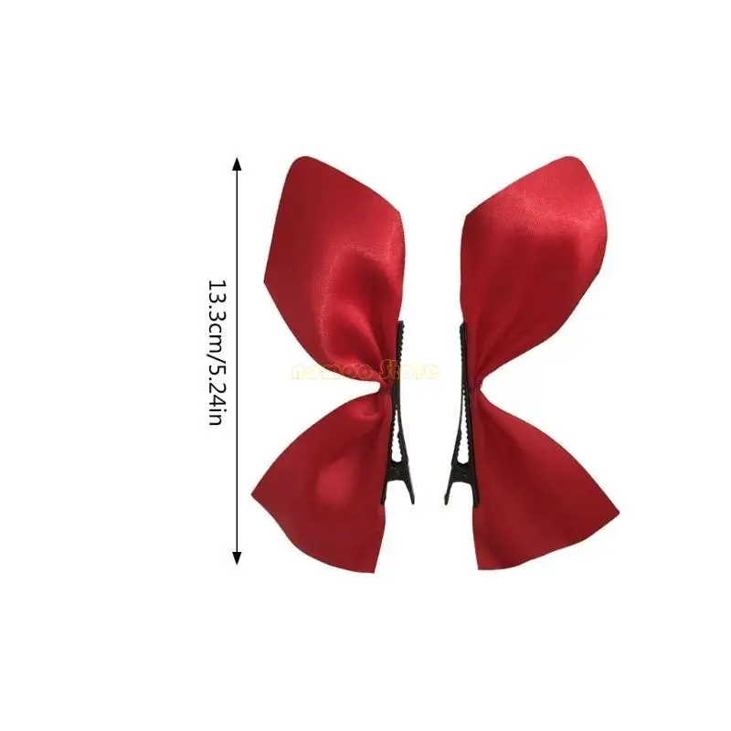 31BF Sweet Duckbill Bowknot Hair Barrettes Kid Cloth Hairpin New Year Hair Clip