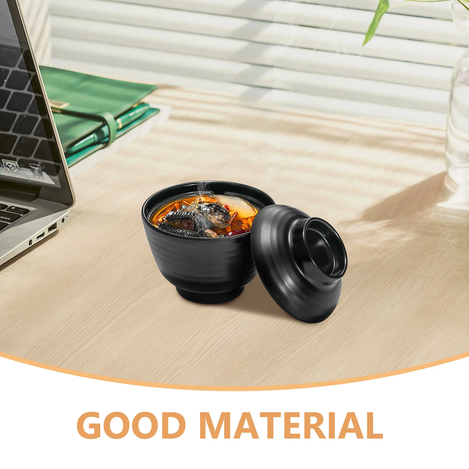 وعاء رامين مع غطاء على الطراز الياباني شوربة ميسو وعاء صغير تقليد الخزف الميلامين تخدم الحاويات للنودلز