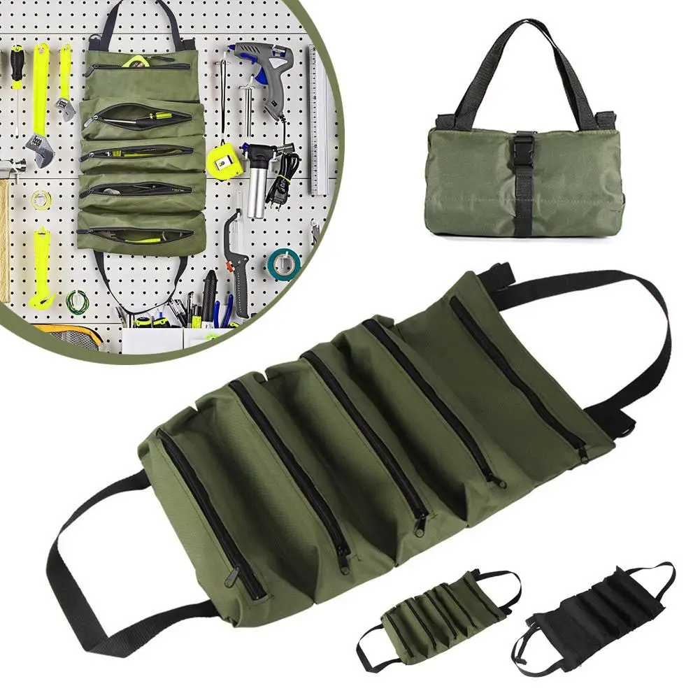 

Heavy Duty Oxford Cloth Tool Roll Up Organizer Waterproof Tear Resistant Multi Compartment Storage for Electricians Mechani V0U9