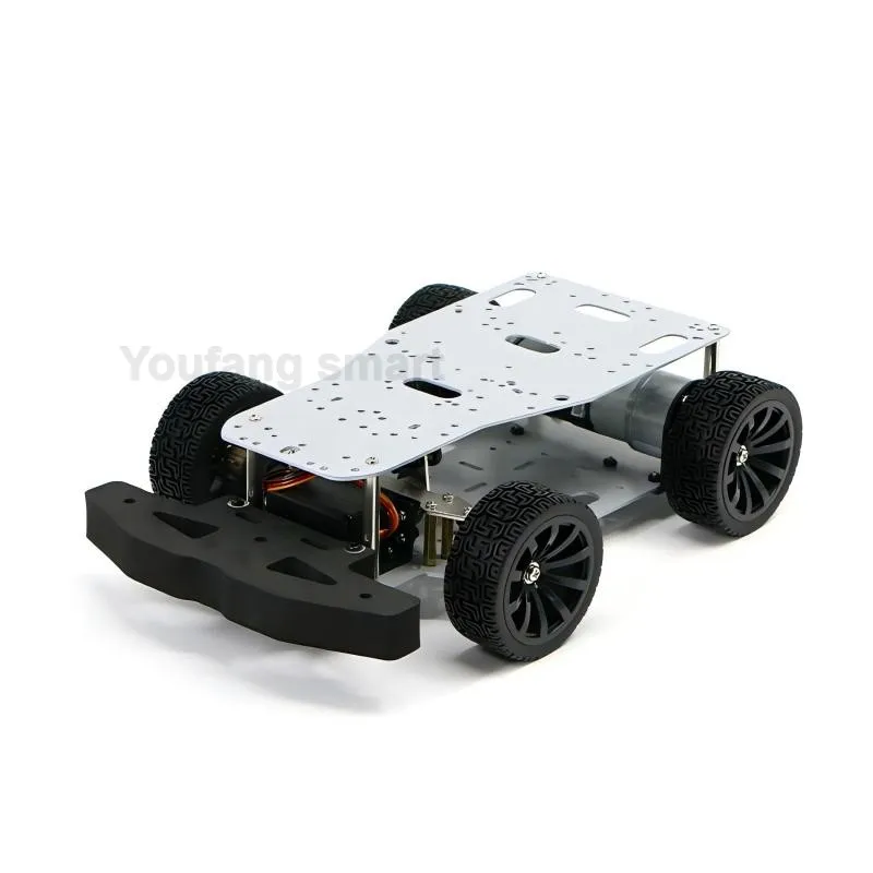 Ackerman sasis mobil Robot penggerak 4WD, kendaraan tanpa awak presisi tinggi GMR Encoder Motor RC Kit DIY dapat diprogram