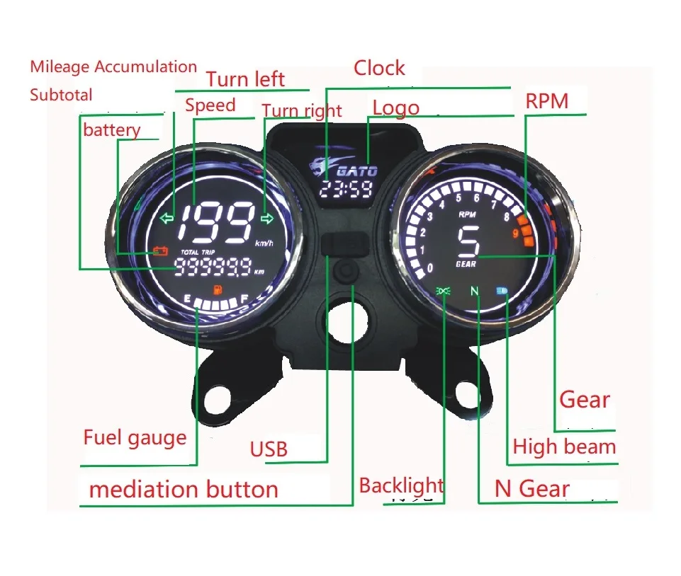 For ITALIKA RC250 150Gato 250cc Prince Digital Instrument Assembly Screen Electronic Display Dashboard Modification Accessories