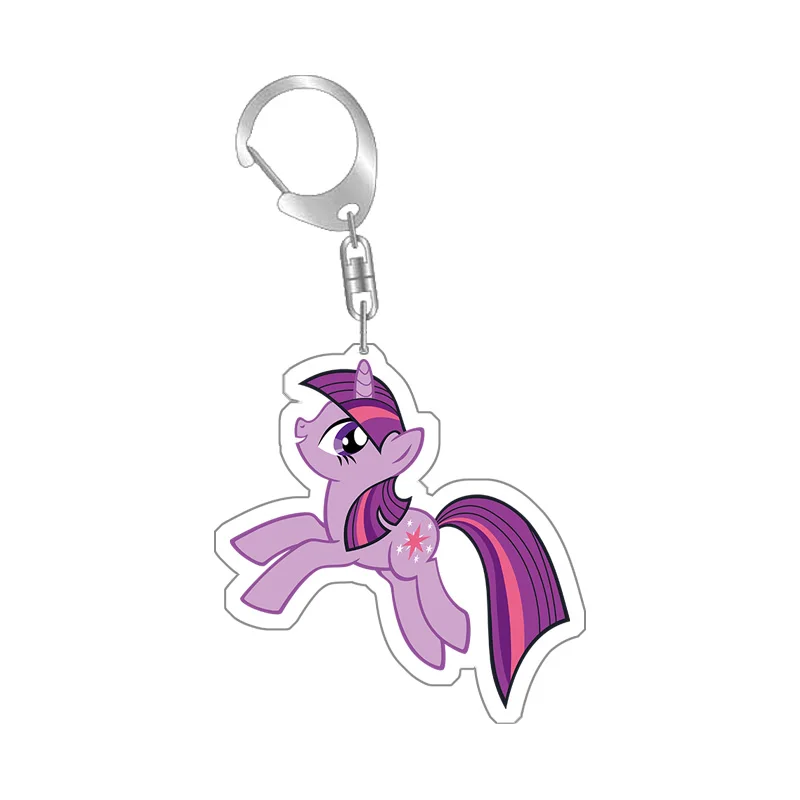 Cute Cartoon My Little Pony Acrylic Key Chain Ring Anime Kawaii Twilight Sparkle Keychain Bag Charms Pendant Accessories Gift